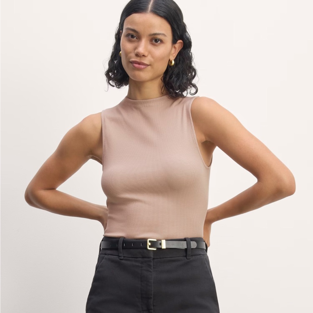 The Luxe Rib Funnel-Neck Tank
